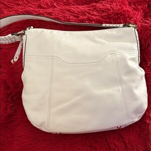 B. Makowsky White Leather Shoulder Bag